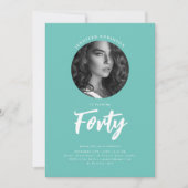 Minimalistisch script foto 40e verjaardagsfeestje  kaart (Voorkant)