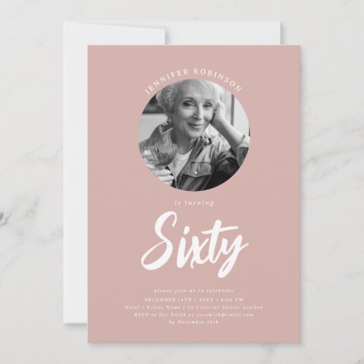 Minimalistisch script foto 60e verjaardag Dusty Pi Kaart (Voorkant)