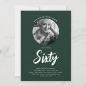 Minimalistisch script foto 60e verjaardag smaragd kaart (Voorkant)