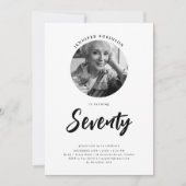 Minimalistisch Script Foto 70e verjaardag Zwart Wi Kaart (Voorkant)