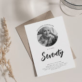 Minimalistisch Script Foto 70e verjaardag Zwart Wi Kaart