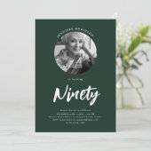 Minimalistisch script foto 90e verjaardag Emerald Kaart (Staand voorkant)