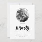 Minimalistisch Script Foto 90e verjaardag Zwart Wi Kaart (Voorkant)