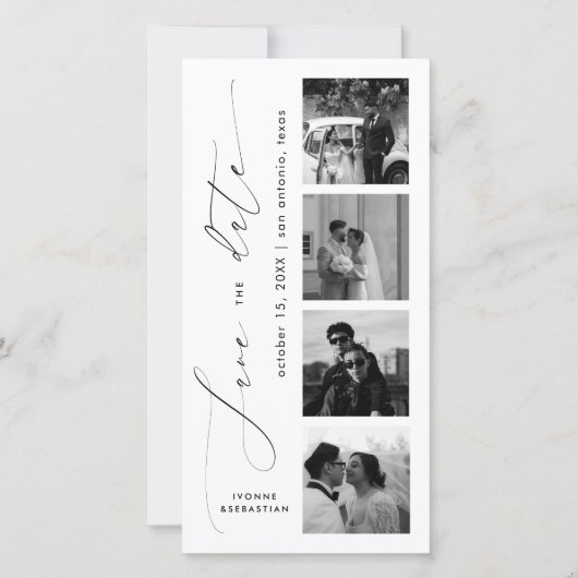 Minimalistisch Script Foto Bladwijzer Elegante bru Save The Date (Voorkant)