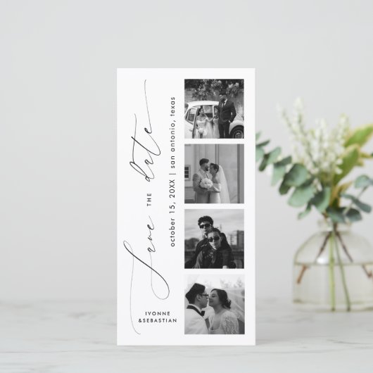 Minimalistisch Script Foto Bladwijzer Elegante bru Save The Date (Staand voorkant)