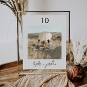 Minimalistisch script foto Boho-tabelnummer Kaart