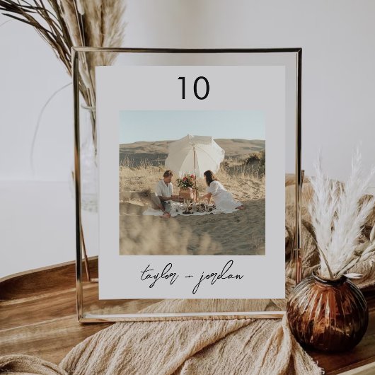 Minimalistisch script foto Boho-tabelnummer Kaart