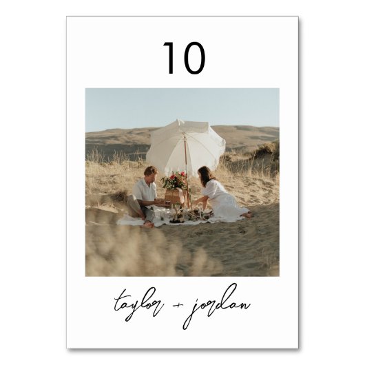 Minimalistisch script foto Boho-tabelnummer Kaart (Achterkant)