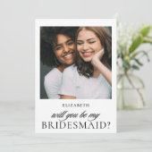 Minimalistisch script foto bruidsmeisje vraag kaart (Staand voorkant)