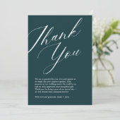 Minimalistisch Script Foto bruiloft bedankkaart (Staand voorkant)