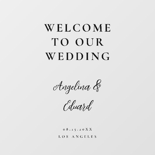 Minimalistisch Script Foto Bruiloft Welkomstbord Raamsticker (Vel)