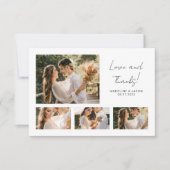 Minimalistisch script foto collage Weddenschap Bed Bedankkaart (Voorkant)