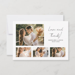 Minimalistisch script foto collage Weddenschap Bed Bedankkaart