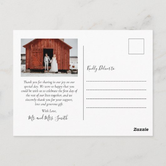 Minimalistisch script foto collage Weddenschap Bed Briefkaart (Achterkant)
