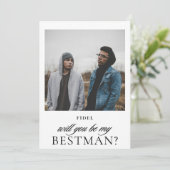 Minimalistisch Script Foto Getuige Aanzoek Kaart (Staand voorkant)