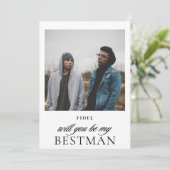 Minimalistisch Script Foto Getuige Aanzoek Kaart (Staand voorkant)