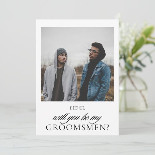 Minimalistisch Script Foto Huwelijksgetuige Voorst Kaart (Staand voorkant)