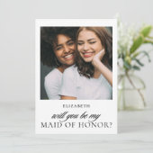 Minimalistisch script foto maid of honor-voorstel kaart (Staand voorkant)
