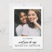 Minimalistisch script foto maids of honor voorstel kaart (Voorkant)