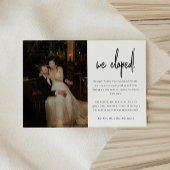 Minimalistisch Script Foto Trouw Elopement Aankondiging