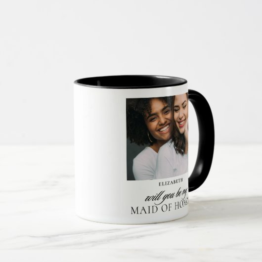 Minimalistisch Script Foto Voorstel Getuige Trouwj Mok (Voorkant rechts)