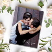 Minimalistisch script foto Weddenschap Bedankt Briefkaart