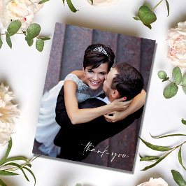 Minimalistisch script foto Weddenschap Bedankt Briefkaart