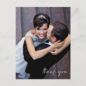 Minimalistisch script foto Weddenschap Bedankt Briefkaart (Voorkant)