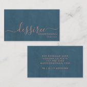Minimalistisch script gebrand Sienna Dusty Blue Visitekaartje (Voorkant / Achterkant)