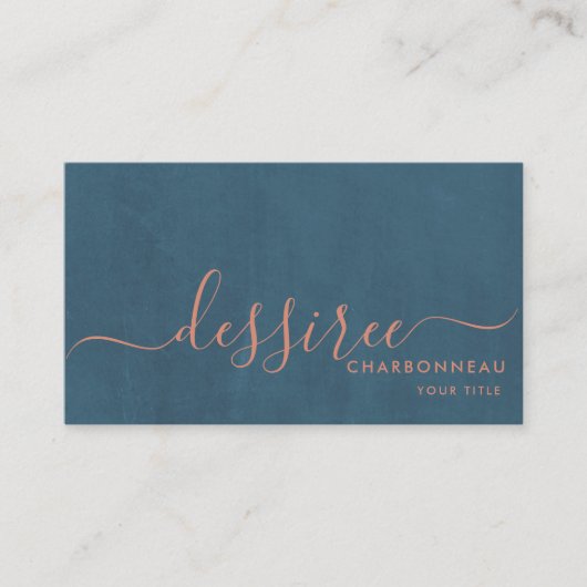 Minimalistisch script gebrand Sienna Dusty Blue Visitekaartje (Voorkant)