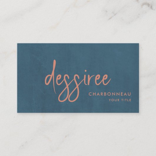 Minimalistisch script gebrand Sienna Dusty Blue Visitekaartje (Voorkant)