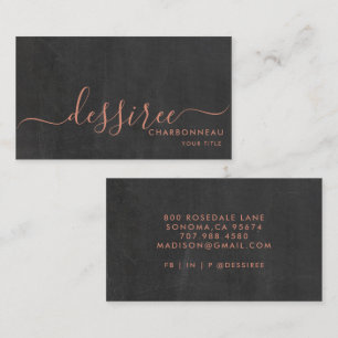 Minimalistisch script gebrand Sienna Smoky Charcoa Visitekaartje