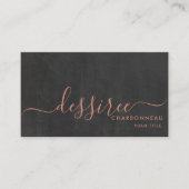 Minimalistisch script gebrand Sienna Smoky Charcoa Visitekaartje (Voorkant)