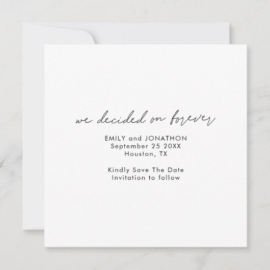Minimalistisch script gekozen voor Forever Square Save The Date (Voorkant)