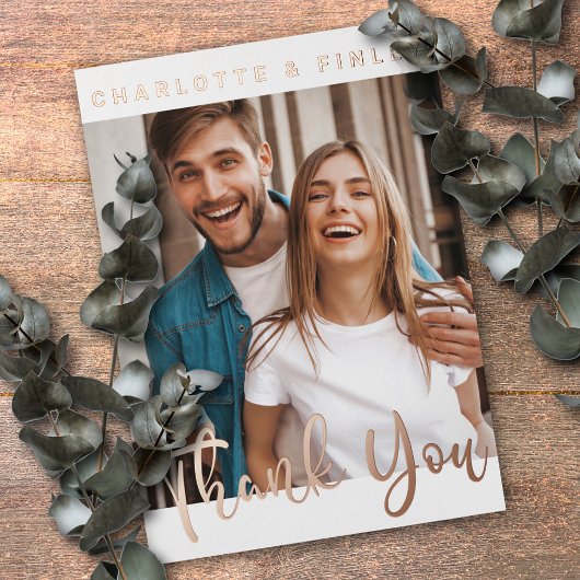 Minimalistisch script gepersonaliseerd trouwtrouwk folie feestdagen briefkaart