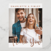 Minimalistisch script gepersonaliseerd trouwtrouwk folie feestdagen briefkaart (Voorkant)