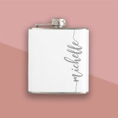 Minimalistisch script gepersonaliseerde naam wit heupfles