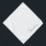 Minimalistisch script - Gepersonaliseerde netnaam  Bandana<br><div class="desc">Minimalistisch wit...  gepersonaliseerd met de naam van je huisdier in modern script. De achtergrondkleur,  en de tekststijl,  de grootte en de kleur kunnen worden veranderd,  gebruikend uitgeven menu.</div>