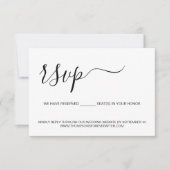 Minimalistisch script Gereserveerde Seat Wedding W RSVP Kaartje (Voorkant)