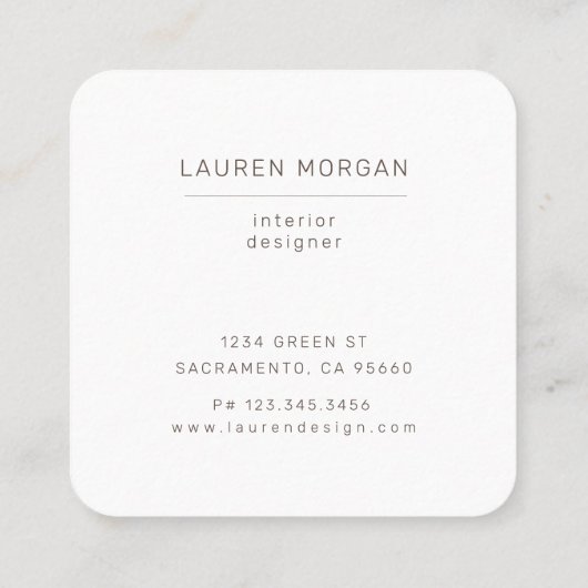 Minimalistisch script gestructureerd blauw goud Vi Vierkante Visitekaartje (Achterkant)