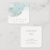 Minimalistisch script gestructureerd blauw goud Vi Vierkante Visitekaartje (Voorkant / Achterkant)