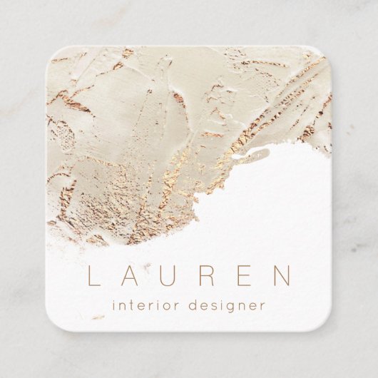 minimalistisch script getextureerd goud Visitekaar Vierkante Visitekaartje (Voorkant)