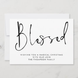 Minimalistisch script gezegend zwart wit kerst feestdagenkaart