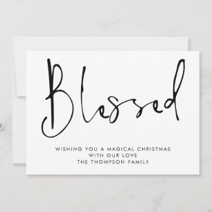 Minimalistisch script gezegend zwart wit kerst feestdagenkaart
