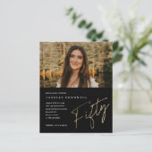 Minimalistisch Script Gold 50e foto Verjaardag uit (Staand voorkant)