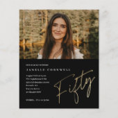 Minimalistisch Script Gold 50e foto Verjaardag uit (Voorkant)