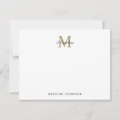 Minimalistisch script Gold Anahaw verlaat monogram Notitiekaartje (Voorkant)