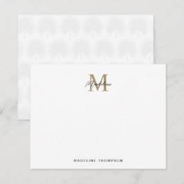 Minimalistisch script Gold Anahaw verlaat monogram Notitiekaartje