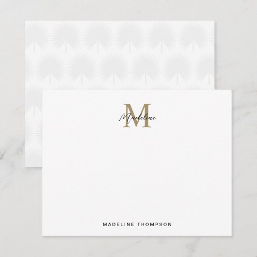 Minimalistisch script Gold Anahaw verlaat monogram Notitiekaartje (Voorkant / Achterkant)