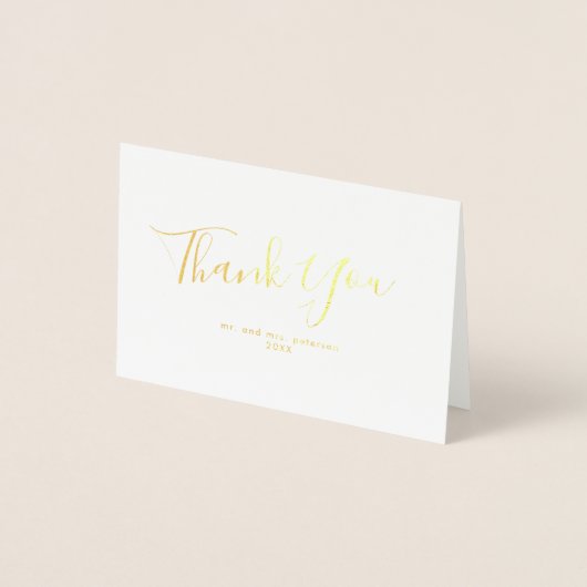 Minimalistisch script Gold Foil Mini Weddenschap H Folie Kaarten (Voorkant)